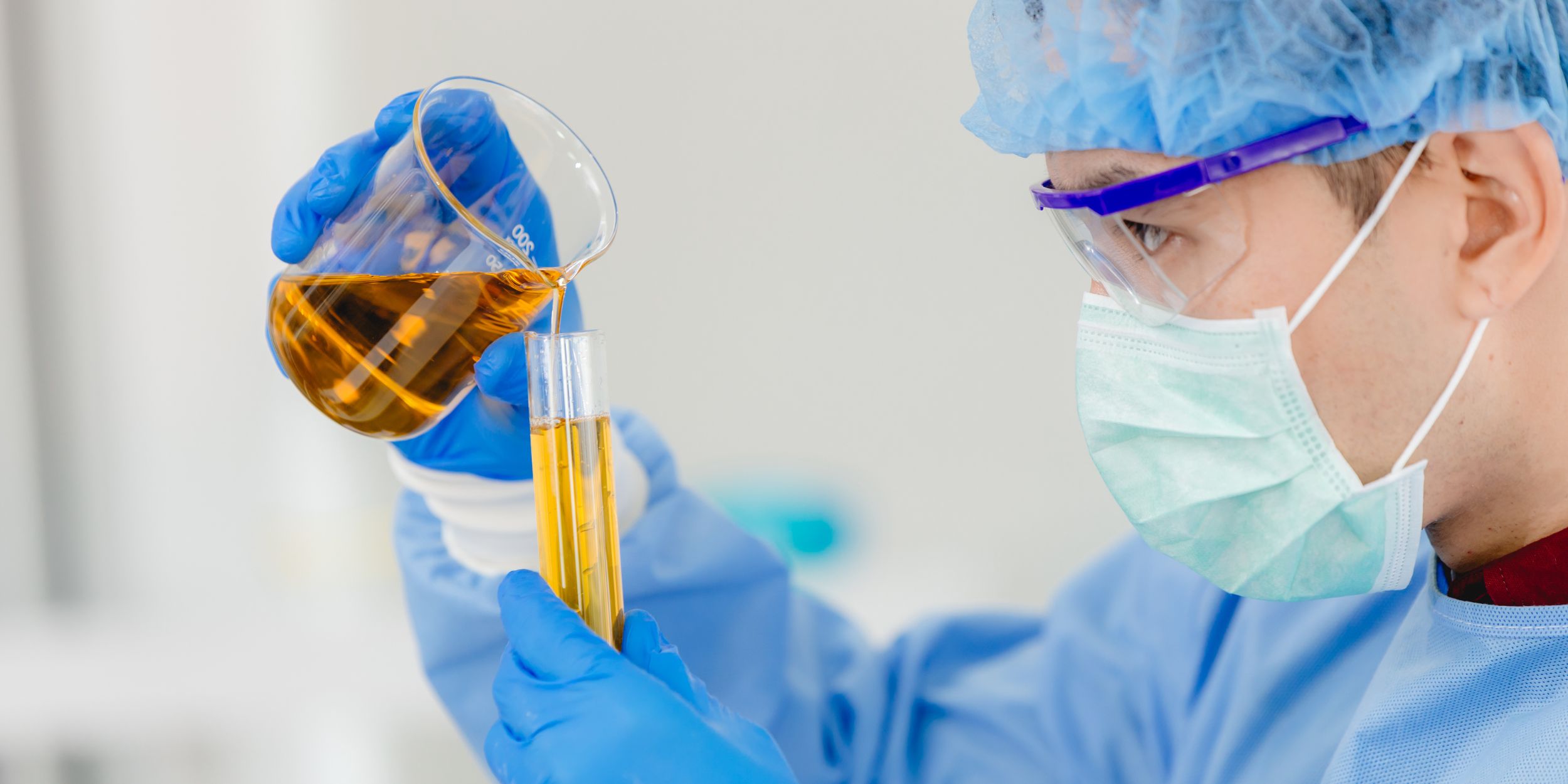 Chemicals and Petrochemicals: Scientist Testing Petrochemical Fuel Formula in Science Lab. Synthetic Oil Lube Test and Analysis in Laboratory.